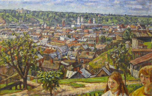 Panorama di Kaunas. Veduta dalla collina Žaliakalnis